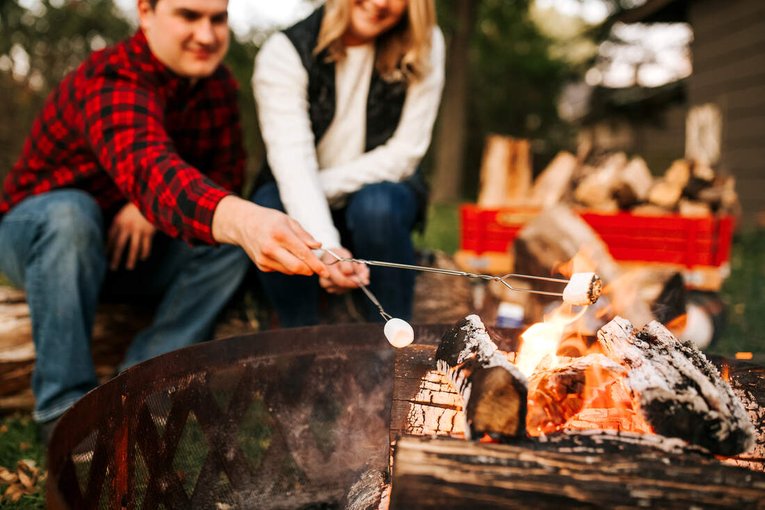 campfire themed engagement session